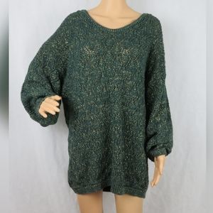 Vintage Sweater Green Open Knit Plus Size Baggy 1x